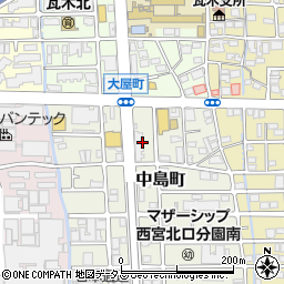 兵庫県西宮市中島町周辺の地図