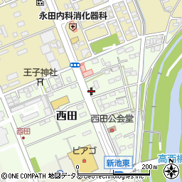 静岡県袋井市西田23周辺の地図