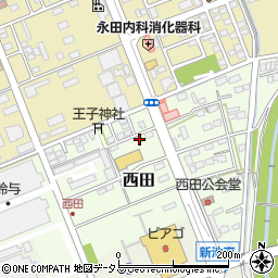 静岡県袋井市西田55周辺の地図