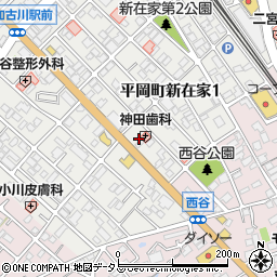 兵庫県加古川市平岡町新在家1丁目256周辺の地図