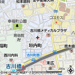 大阪府門真市垣内町周辺の地図
