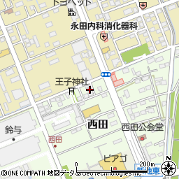 静岡県袋井市西田57周辺の地図