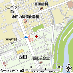 静岡県袋井市西田14周辺の地図