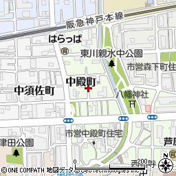 兵庫県西宮市中殿町周辺の地図