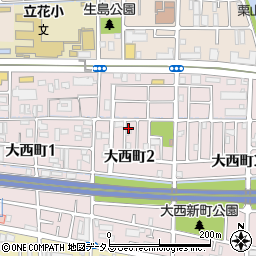 兵庫県尼崎市大西町2丁目周辺の地図