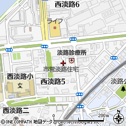 大阪府大阪市東淀川区西淡路5丁目周辺の地図