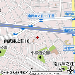 尼崎市南武庫之荘改良住宅集会所憩いの家周辺の地図