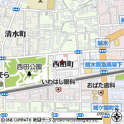 兵庫県西宮市西田町周辺の地図