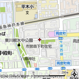 兵庫県西宮市森下町周辺の地図