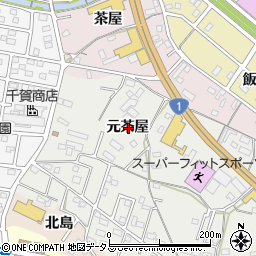 愛知県豊橋市西口町元茶屋周辺の地図