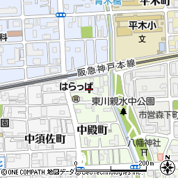 兵庫県西宮市中殿町6周辺の地図