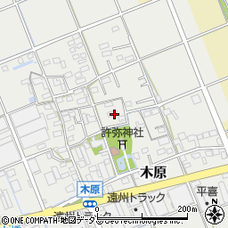 静岡県袋井市木原周辺の地図