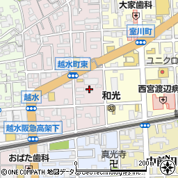 阪神水道企業団西宮公舎周辺の地図