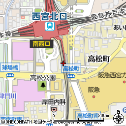 阪急西宮駐輪センター周辺の地図