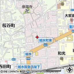 兵庫県西宮市越水町周辺の地図