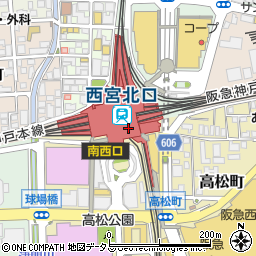 若菜そば　阪急西宮北口店周辺の地図