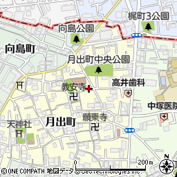 大阪府門真市月出町周辺の地図