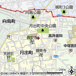大阪府門真市月出町周辺の地図