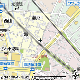 愛知県豊橋市山田町周辺の地図