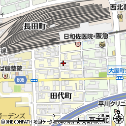 兵庫県西宮市田代町周辺の地図