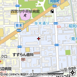 兵庫県西宮市青木町周辺の地図