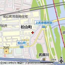 兵庫県西宮市松山町14-16周辺の地図