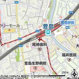 松屋萱島店周辺の地図