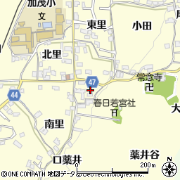 京都府木津川市加茂町里口薬井4周辺の地図