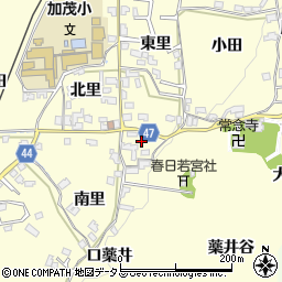 京都府木津川市加茂町里口薬井5周辺の地図