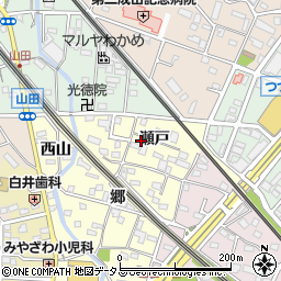 愛知県豊橋市山田町瀬戸周辺の地図