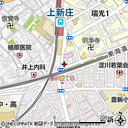餃子の王将上新庄店周辺の地図