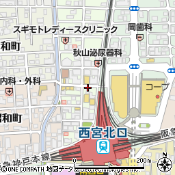 宮本むなし 阪急西宮北口店周辺の地図