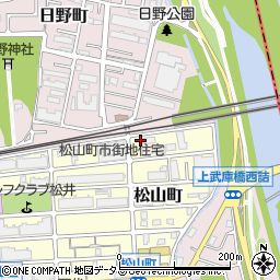 兵庫県西宮市松山町17-6周辺の地図
