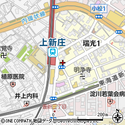 松屋上新庄店周辺の地図