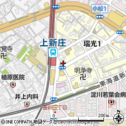 松屋上新庄店周辺の地図