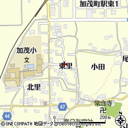 京都府木津川市加茂町里東里周辺の地図