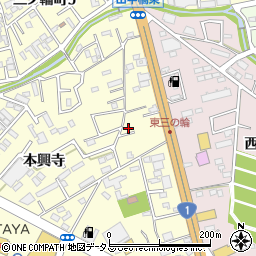 愛知県豊橋市三ノ輪町本興寺2-128周辺の地図