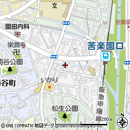 兵庫県西宮市南越木岩町周辺の地図