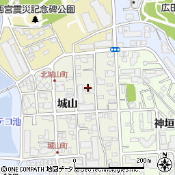 兵庫県西宮市城山周辺の地図
