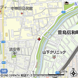 大阪府寝屋川市中神田町23-16周辺の地図