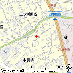 愛知県豊橋市三ノ輪町本興寺52周辺の地図