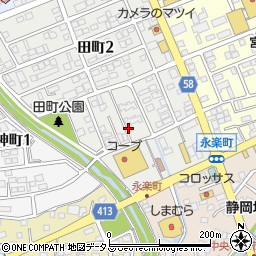 静岡県袋井市田町1丁目周辺の地図