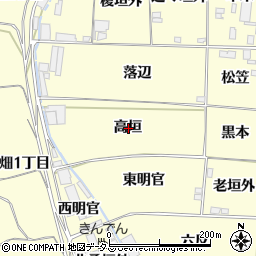 京都府木津川市山城町上狛高垣周辺の地図