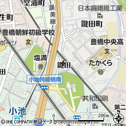 愛知県豊橋市小池町鍵田周辺の地図