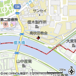 日本基督教団　大阪南吹田教会周辺の地図