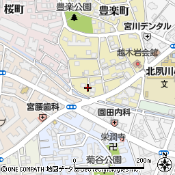 兵庫県西宮市豊楽町5周辺の地図