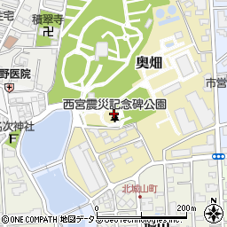 西宮震災記念碑公園周辺の地図