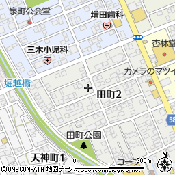 静岡県袋井市田町2丁目周辺の地図
