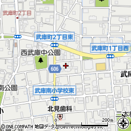 兵庫県尼崎市武庫町周辺の地図