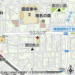 ウエルシア尼崎東園田店周辺の地図